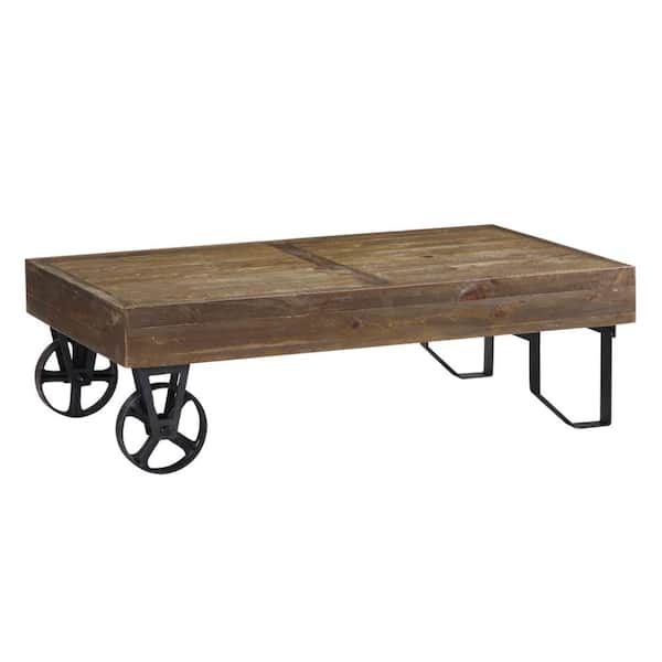 Benjara 30 in. Brown Rectangle Wood Top Coffee Table