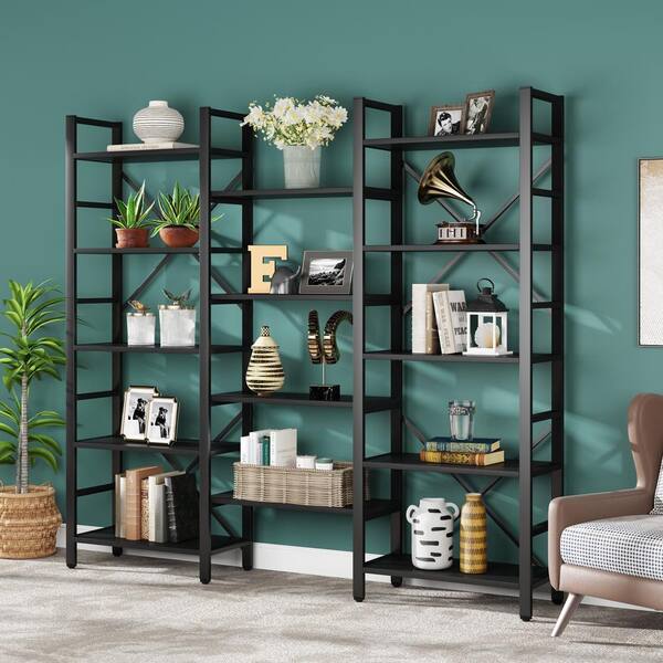 Tribesigns Earlimart 70 9 Black Wood, Large Black Bookcase With Doors