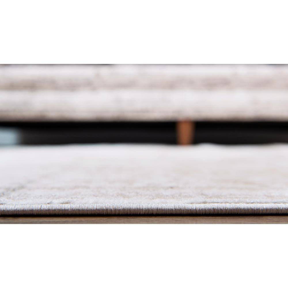 Beige 5'3" x 8' Synthetic Rectangular Easy-Care Area Rug
