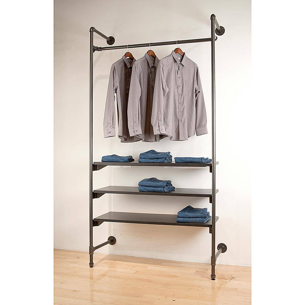 Gray Industrial Steel Shelf Bracket Set