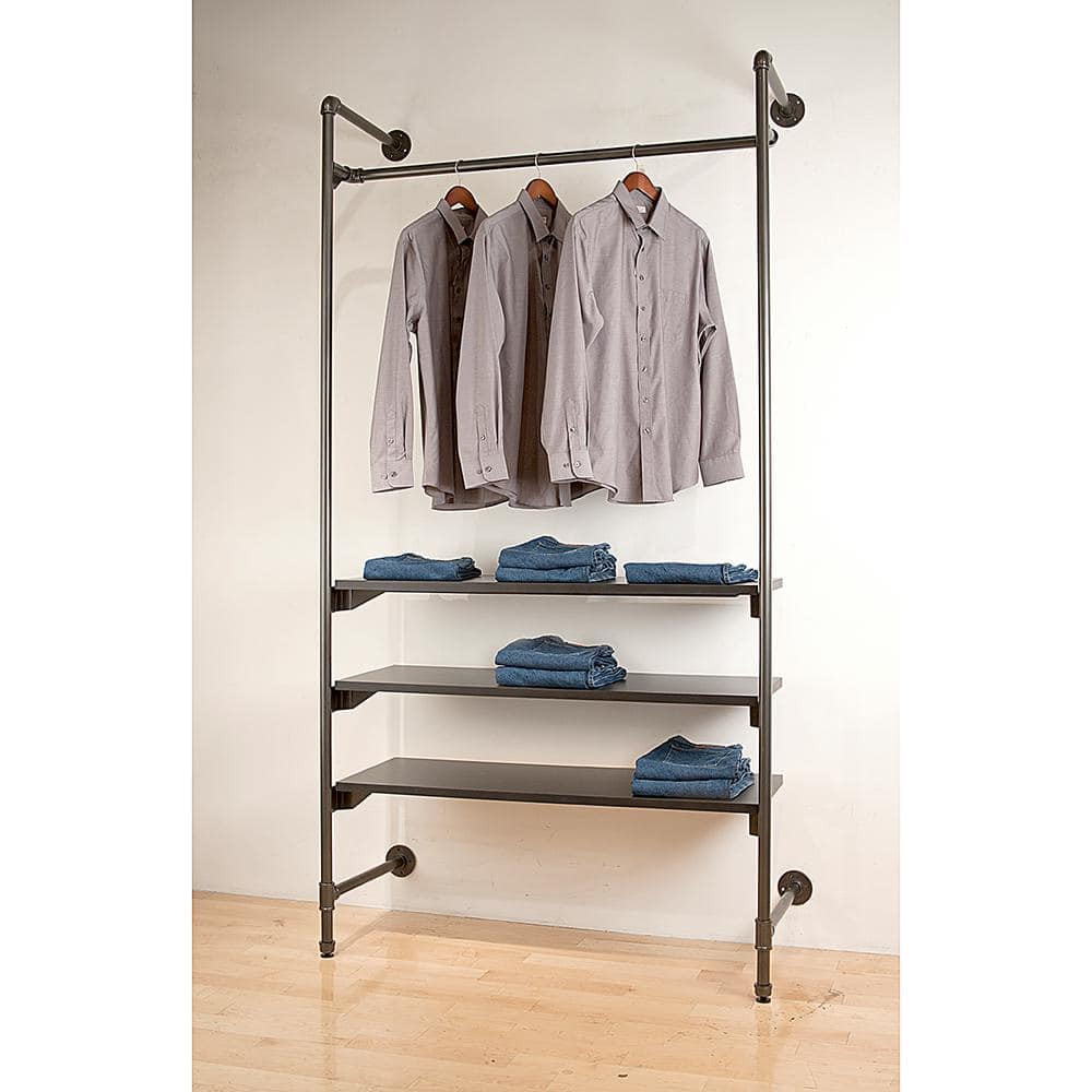 Black Melamine 46" Shelf with Metal Supports