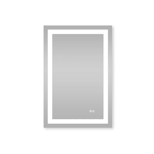FORCLOVER 24 in. W x 36 in. H Rectangular Frameless Dimmable LED Light Anti-Fog Wall Mounted Bathroom Vanity Mirror
