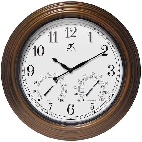 Tempest Indoor-Outdoor Metal Wall Clock, Antique Gold, 18.5 in.