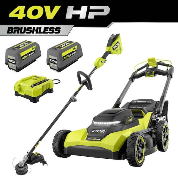 40V HP Brushless 21 in. Cordless Walk Behind Multi-Blade Self-Propelled Mower & Trimmer w/ (2) 6.0Ah Batteries & Charger