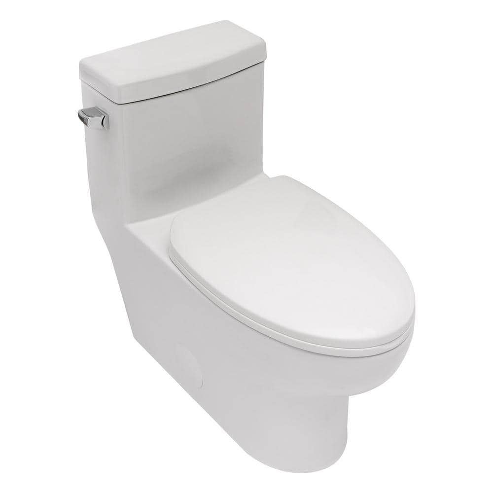 Boyel Living Ceramic 12 in. 1-Piece 1.28 GPF Single Flush Elongated Toilet in White Soft-Close Seat Included