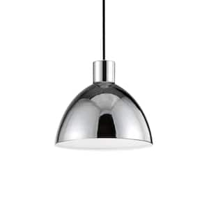 Chroma 9 in. 1 Light 11-Watt Chrome Integrated LED Pendant Light