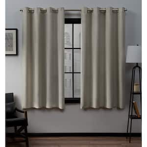 Loha Natural Solid Light Filtering Grommet Top Curtain, 54 in. W x 63 in. L (Set of 2)