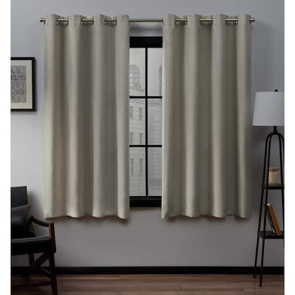 EXCLUSIVE HOME Loha Natural Solid Light Filtering Grommet Top Curtain, 54 in. W x 63 in. L (Set of 2)