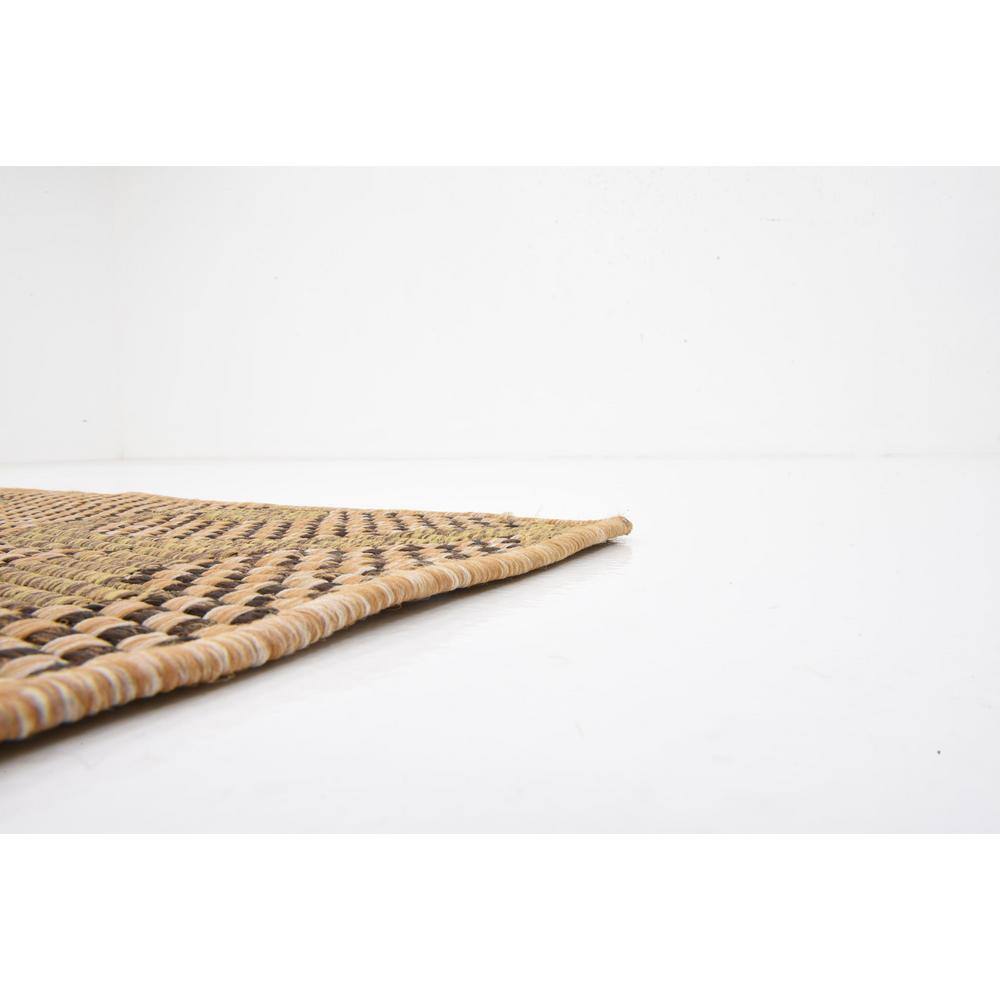 Transitional Easy Care 5' x 8' Light Brown Floral Outdoor Rug