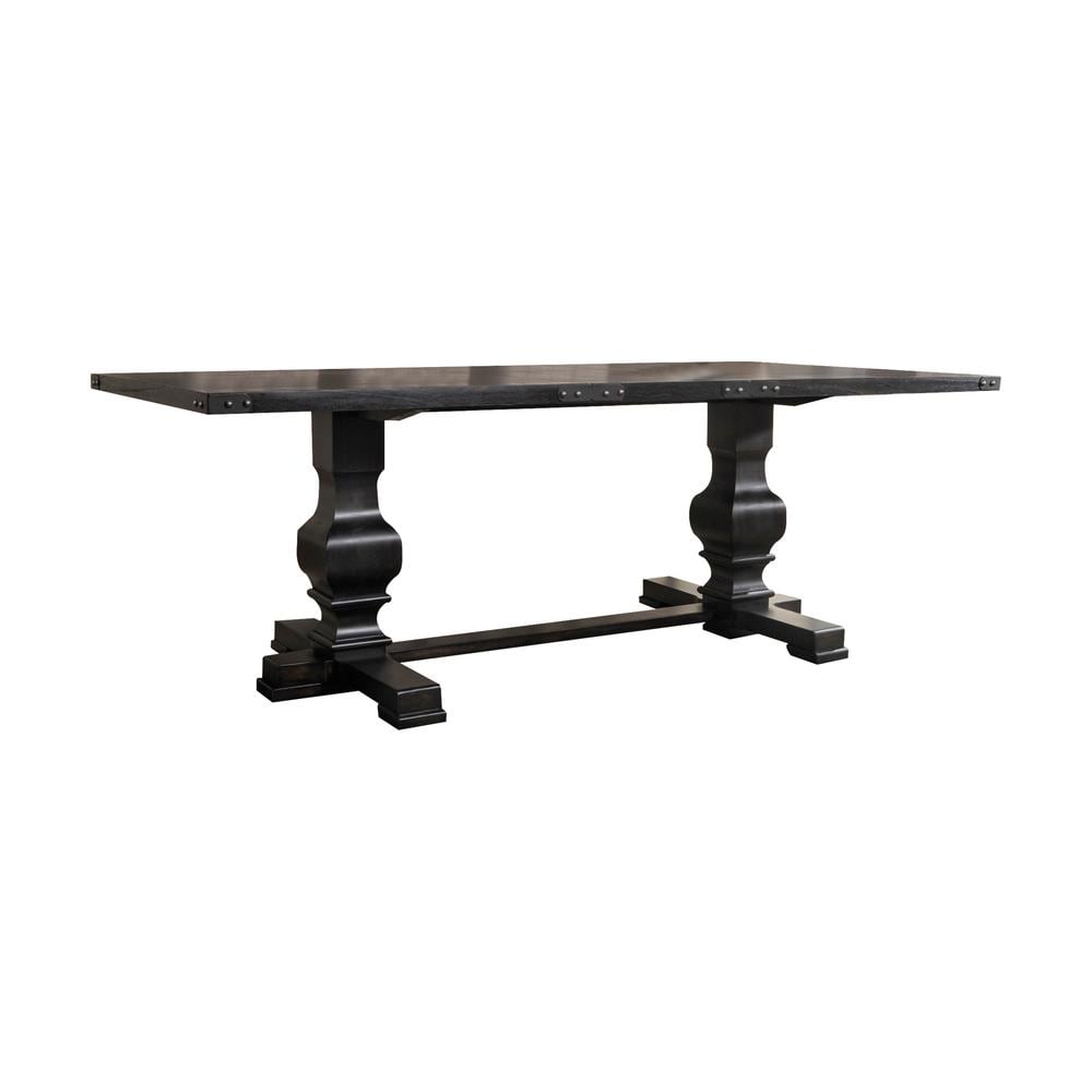 Vintage Black Reclaimed Wood Rectangular Dining Table, 88"
