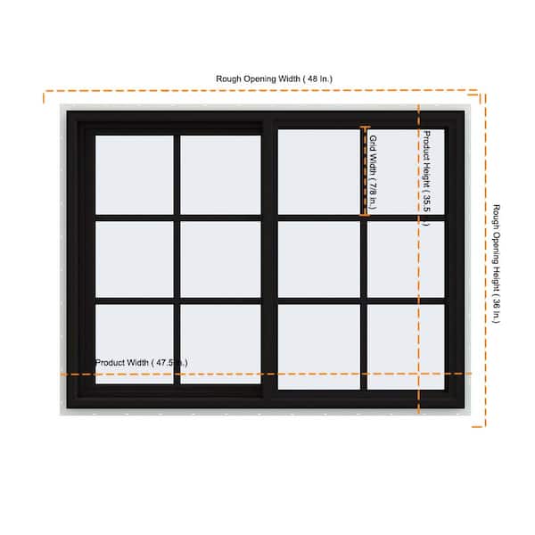 JELD-WEN 48 in. x 36 in. V-4500 Series Black Exterior/White