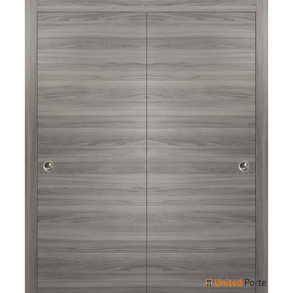 Sartodoors Planum 0010 36 in. x 96 in. Flush Ginger Ash Finished Wood Sliding Door with Closet Bypass Hardware