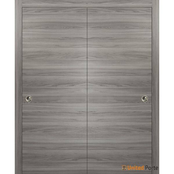 Sartodoors Planum 0010 56 in. x 96 in. Flush Ginger Ash Finished Wood Sliding Door with Closet Bypass Hardware