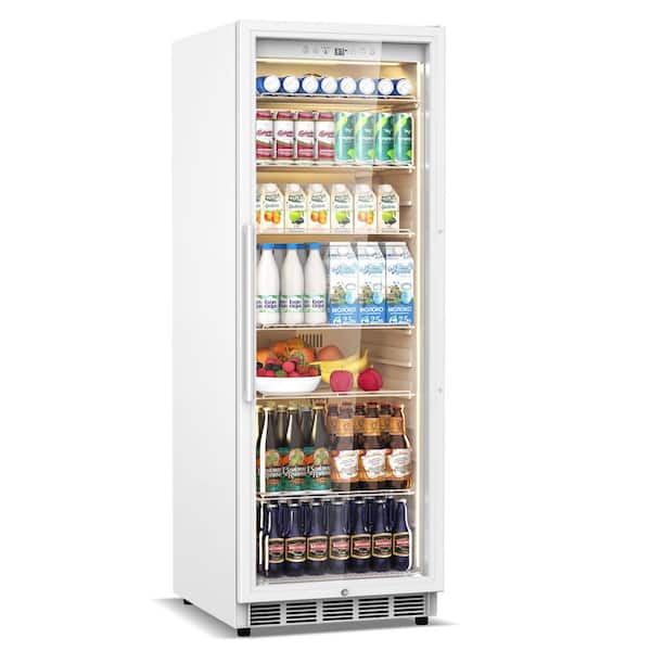 24 in. W 14.8 cu. ft. Upright Merchandiser Display Refrigerator Glass Door Beverage Cooler in White