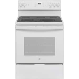 30 in. 5 Element Freestanding Electric Range in White with Convection, Air Fry Cooking