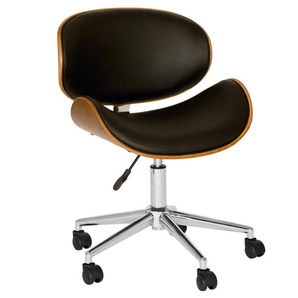 Armen Living Leo 37 in. White Faux Leather and Powder Coated Metal Finish Office Chair