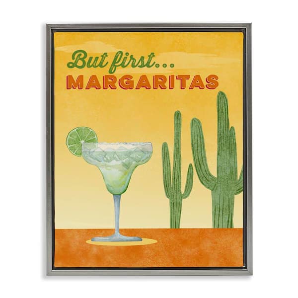 Stupell Industries Margarita & Desert Cactus by Brett Blumenthal Gray Floater Frame Food Graphic Art Print 21 in. x 17 in.