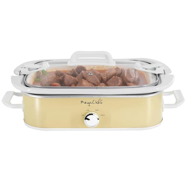 MegaChef 3.5 qt. Casserole Slow Cooker with 3-Temperature Settings in Cream