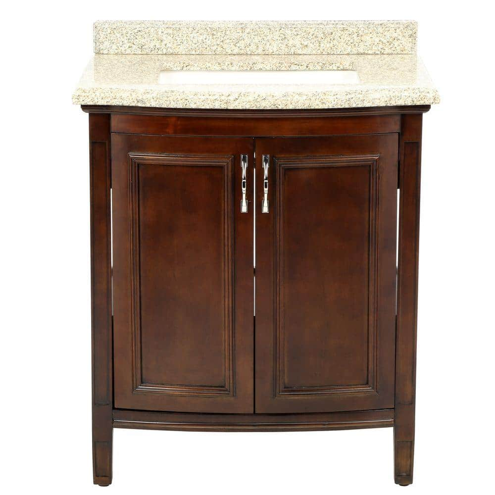 Sheba 30 In Vanity In Cocoa With Granite Vanity Top In Speckled Beige Bf90223 The Home Depot