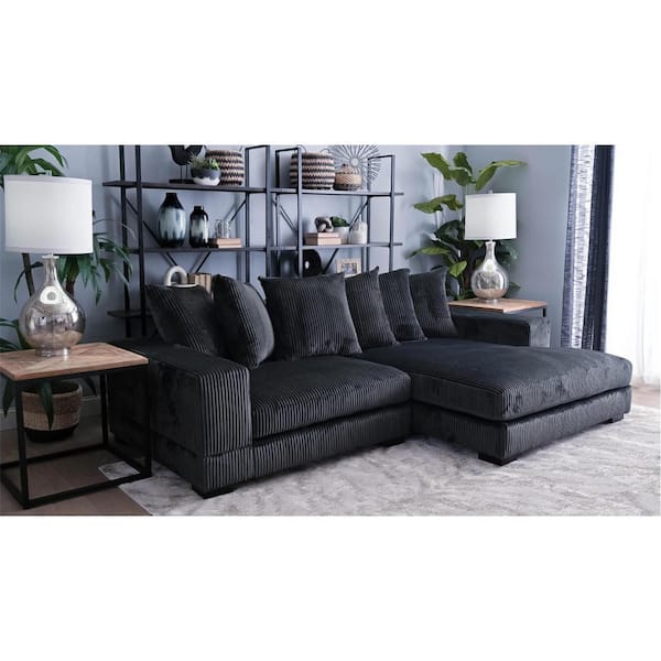 Monland Modern 108 in. Square Arm Polyester Blend L-Shaped Chaise Deep-Seated Oversized 2-Pieces Sectional Sofa in. Dark Grey