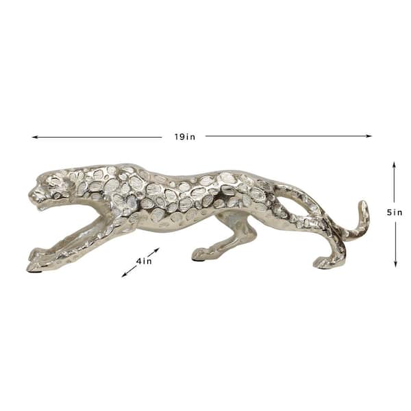 StyleCraft Menagerie Silver 19 in. x 5 in. Leopard Metal Animals