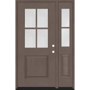 Regency 51 in. x 80 in. 1/2-4Lite Clear Glass LH Ashwood Stain Mahogany Fiberglass Prehung Front Door w/12in.SL