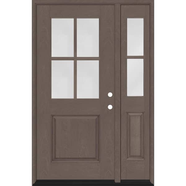 Steves & Sons Regency 51 in. x 80 in. 1/2-4Lite Clear Glass LH Ashwood Stain Mahogany Fiberglass Prehung Front Door w/12in.SL