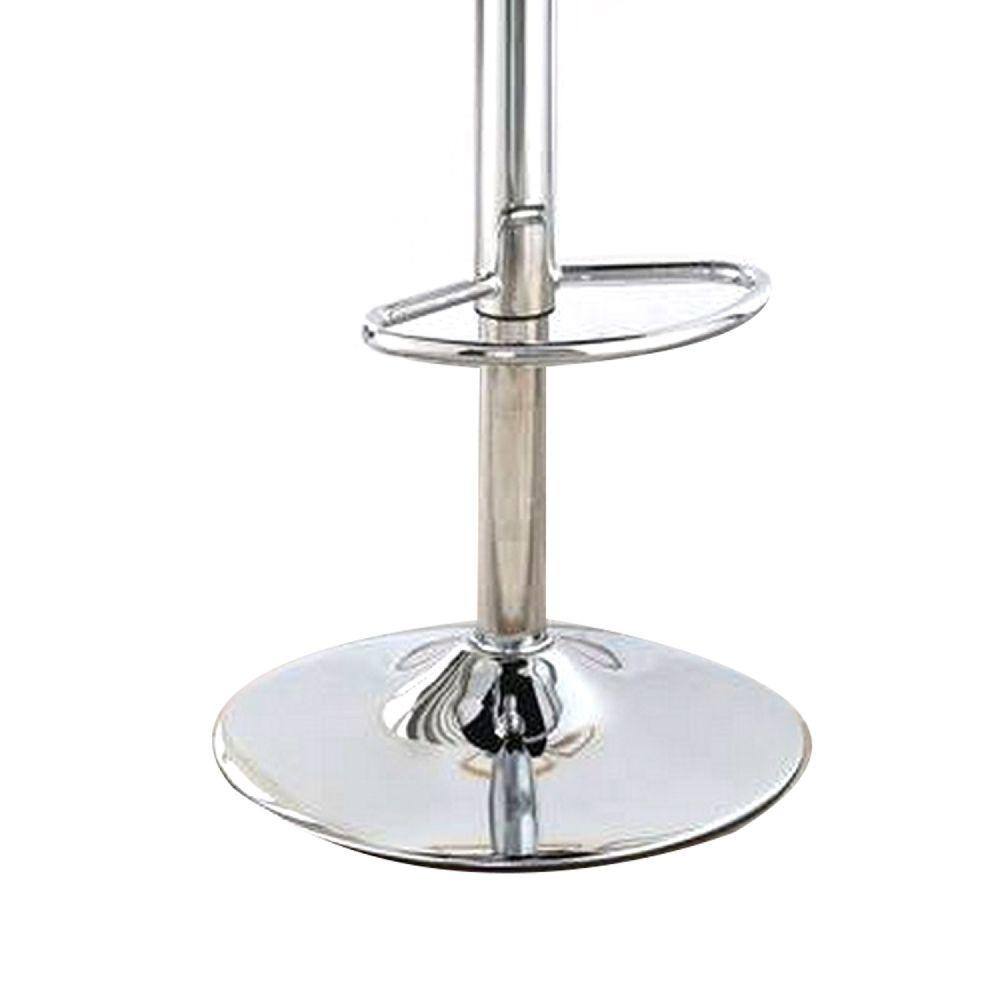 Adjustable Brown Leather Swivel Barstool with Metal Base