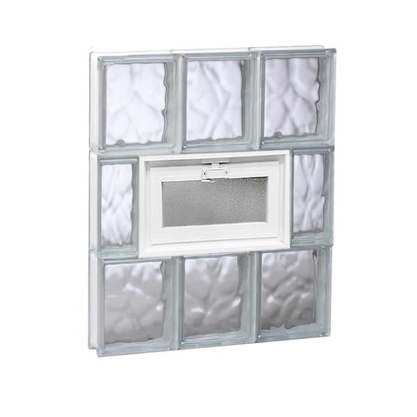 Clearly Secure 17.25 in. x 23.25 in. x 3.125 in. Frameless Wave Pattern Vented Glass Block Window