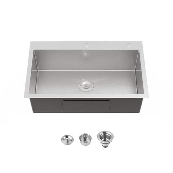 Drop-in Kitchen Sink 32 in. x 19 in. x 10 in. Single Bowl Kitchen Deep Sink in 304 Stainless Steel (Sink Only)