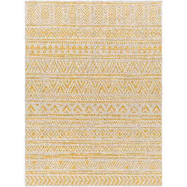 Marcie Yellow Global 9 ft. x 12 ft. Indoor/Outdoor Area Rug