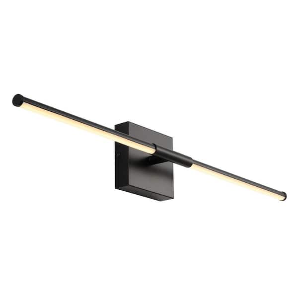 Makena 28 in. 1-Light Black Metal Dimmable Integrated LED Metal Wall Sconce