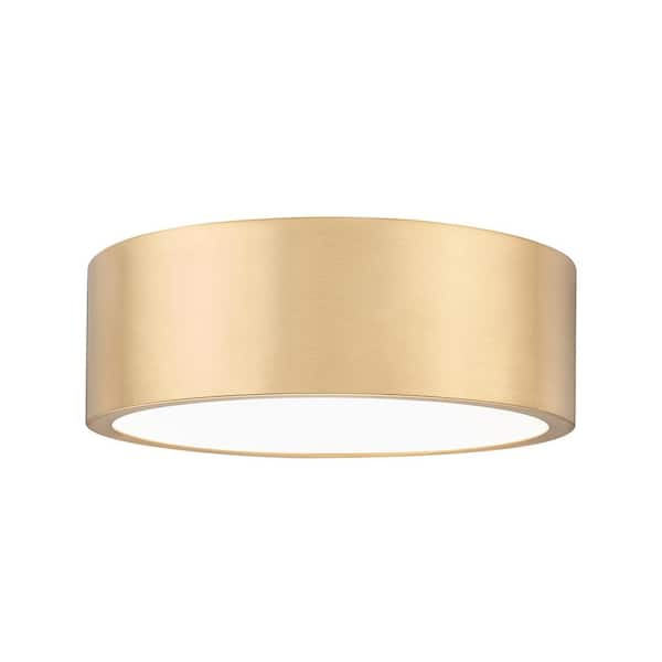 Unbranded Coronado 12.25 in. Modern Gold Integrated LED 1 Light Flush Mount with Frosted Plastic Shade