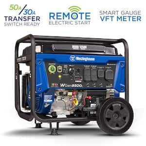 12,500/9,500-Watt Gas Powered Portable Generator with Remote Electric Start, 50 Amp Outlet