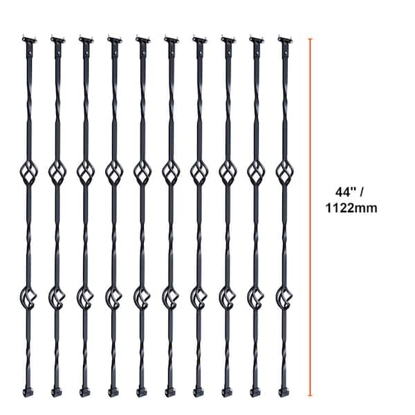 Staircase Metal Balusters 44 x 1/2 in. Galvanized Steel Decorative Banister Spindles 10-Pack Deck Baluster