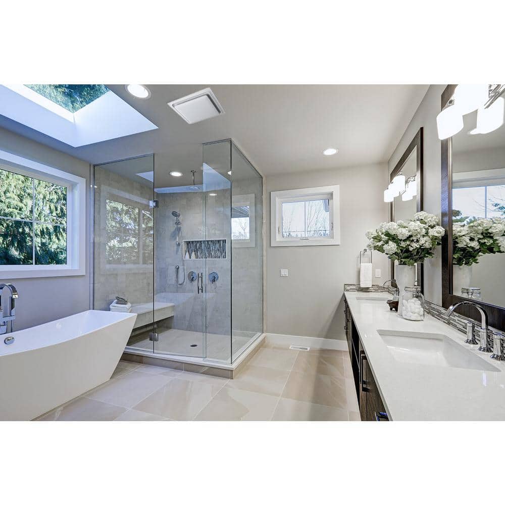 Slim Fit White Energy Star Bathroom Fan with Adjustable Speed