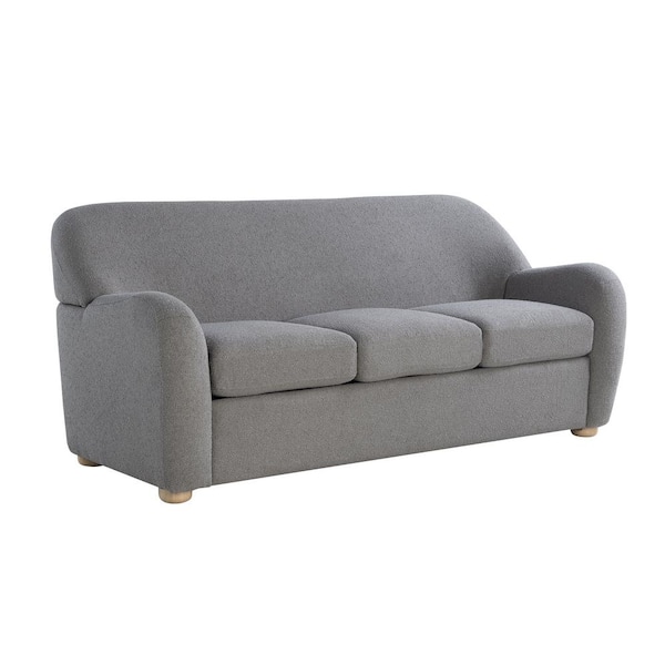 Gleason 76 in. Round Arm Polyester Rectangle Sofa in Grey