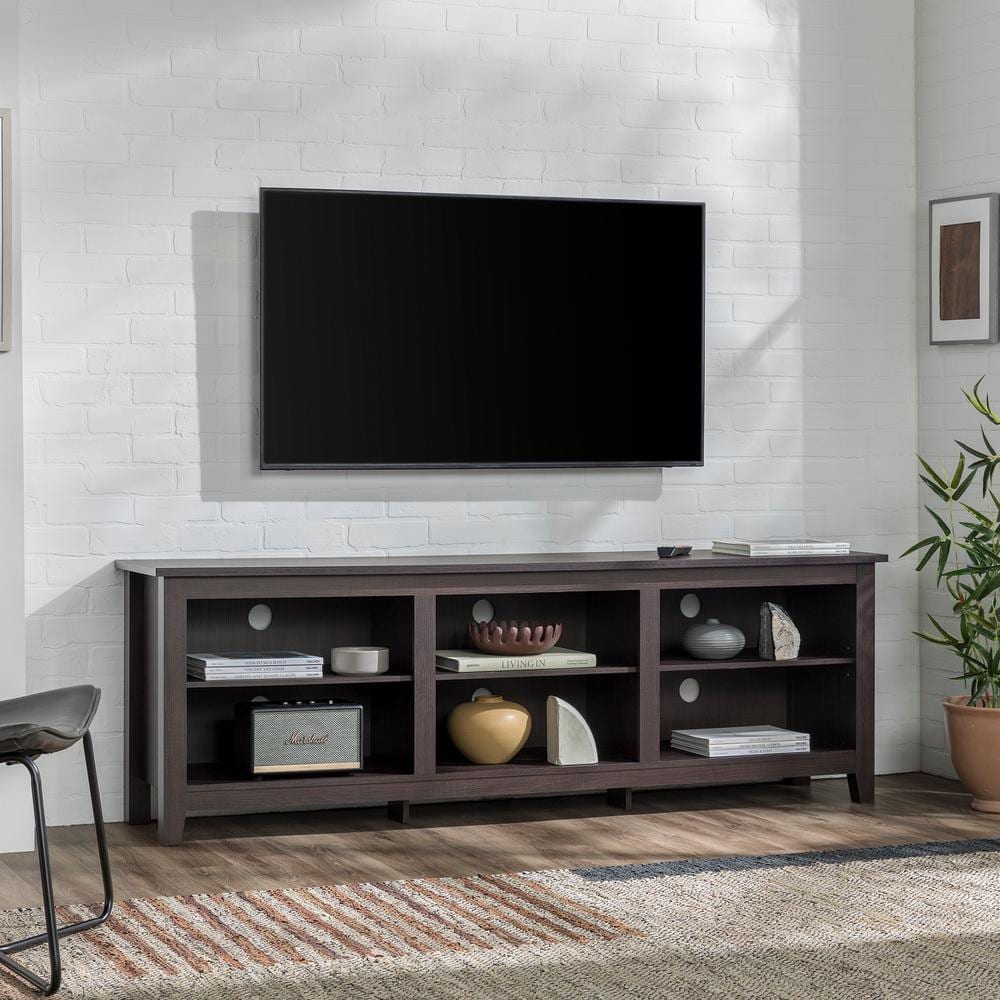 Espresso 70" MDF Wood TV Stand with Cabinet