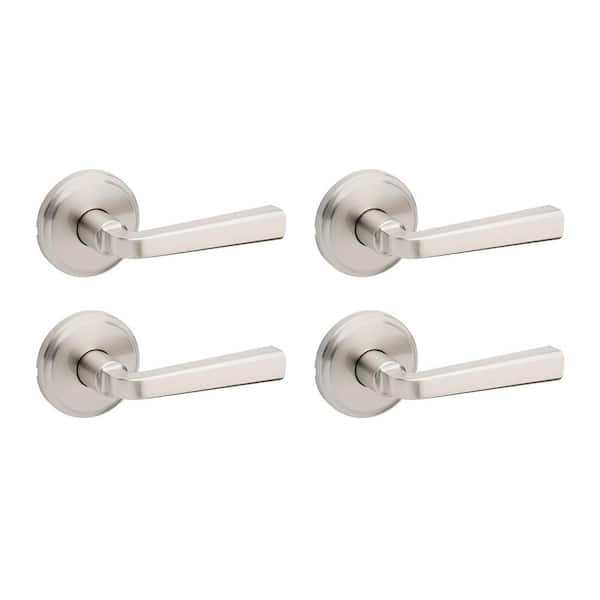 Trafford Satin Nickel Reversible Round Straight Hall/Closet Door Handle 4-Pack