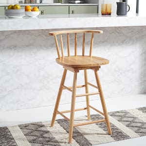 Ray 25 in. Natural Low-Back Wood Frame Swivel Counter Stool