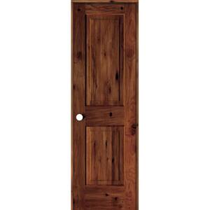 24 in. x 80 in. Rustic Knotty Alder Wood 2-Panel Right-Hand/Inswing Red Chestnut Stain Single Prehung Interior Door