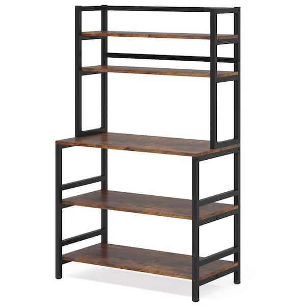 BYBLIGHT Keenyah 66 in. Rustic Brown Bakers Rack with 5-Tier Storage Shelf, Microwave Oven Stand