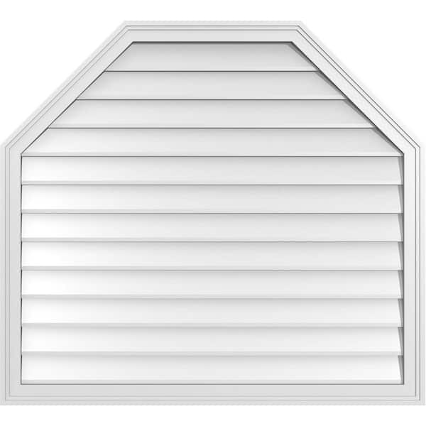 Ekena Millwork 42 in. x 38 in. Octagonal Top Surface Mount PVC Gable Vent: Decorative with Brickmould Frame