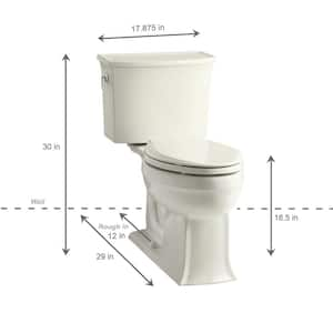 Archer 12 in. Rough In 2-Piece 1.28 GPF Single Flush Elongated Toilet in Biscuit Seat Not Included