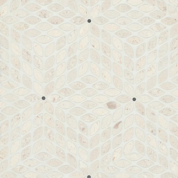 Bedrosians Celeste Leaf 14 in. x 16 in. Honed Myra Beige/Basalt Marble Mosaic Tile (7.85 sq. ft./Carton)