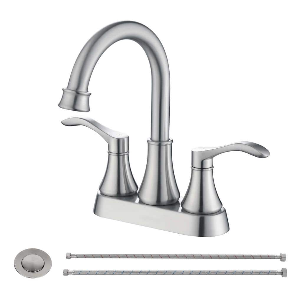 Modern 4 in. Centerset Double Handle High Arc Bathroom Faucet Combo Kit wit