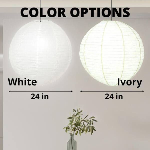 MPG Orb 24 in. 60-Watt 1-Light White Hanging Lantern Pendant-Light