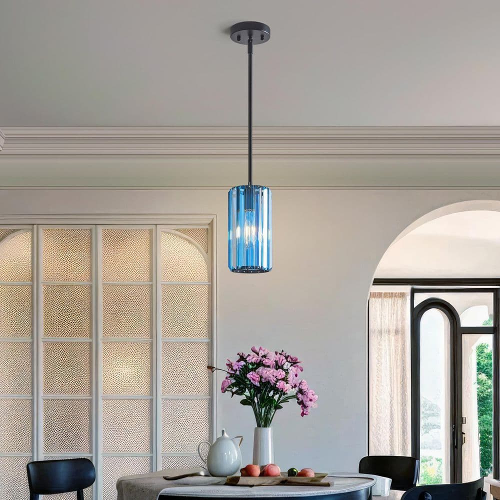 Home Lighting 40W 1-Light LigheBlue Modern Pendant Light Mini Crystal Chandeliers Adjustable Light Fixture for Kitchen price history on PriceWatchPro