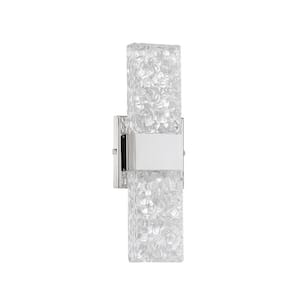 GLACIER 4.75 in. 2 Light Chrome LED Wall Sconce with Clear Glass Shade