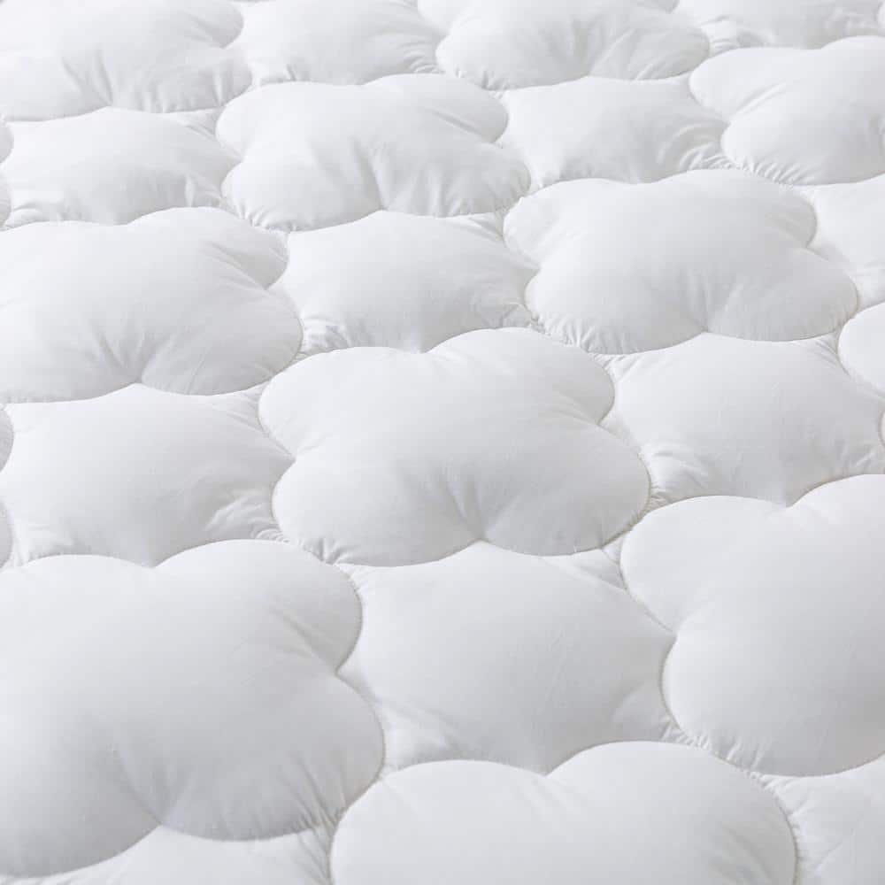 Twin White Down Featherbed Mattress Pad with Cotton Cover